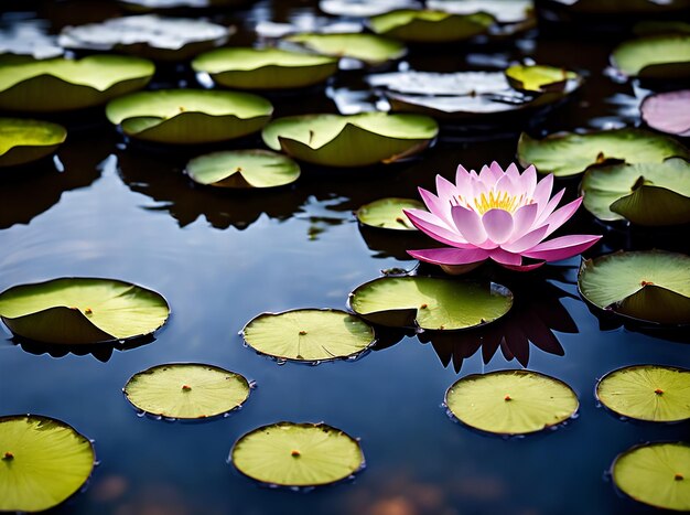 Fiore di loto o ninfea che galleggia sull'acqua