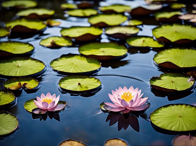 Fiore di loto o ninfea che galleggia sull'acqua