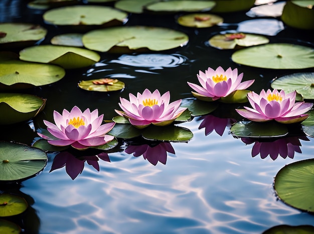 Fiore di loto o ninfea che galleggia sull'acqua