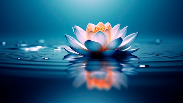 Fiore di loto zen sull'acqua meditazione e concetto di spiritualità IA generativa