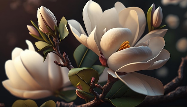 Fiore di magnolia realistico che utilizza l'IA generativa