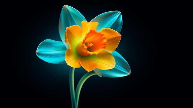 Fiore di narcisi colore neon realistico immagine generata dall'AI