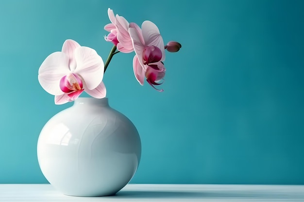 Fiore di orchidea in un vaso rotondo Rete neurale AI generata