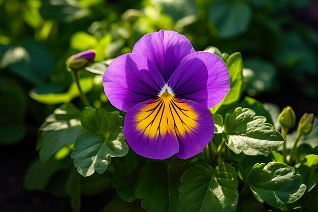 Fiore di pansy nel giardino in un giorno di primavera