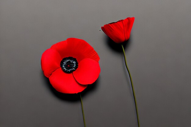 fiore di papavero rosso stilizzato su sfondo nero giorno della memoria giorno dell'armistizio simbolo del giorno di Anzac