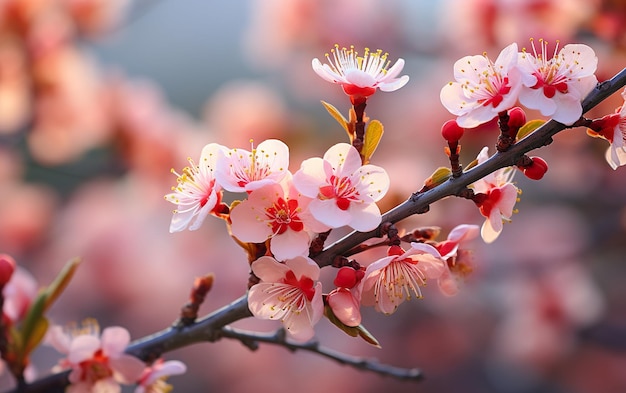 Fiore di pesca rosa in un giorno di primavera