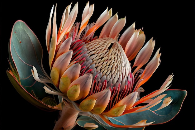 Fiore di Protea Protea africano Abstract AI generativa illustrazione