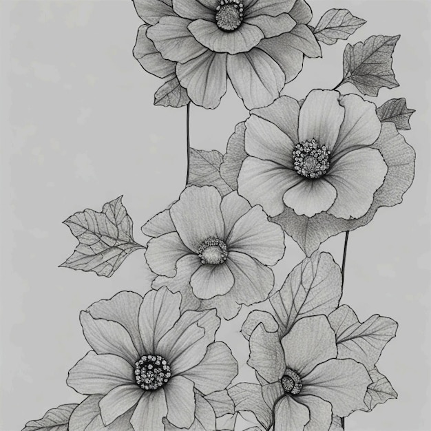 Fiore di schizzo in bianco e nero