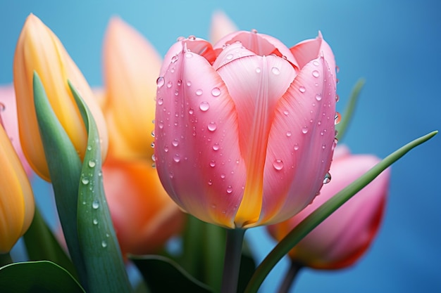 Fiore di tulipano in piena fioritura da vicino durante la primavera AI generativa