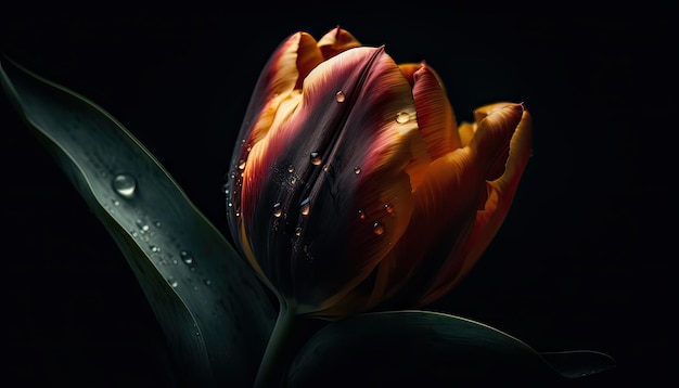 Fiore di tulipano su IA generativa oscura