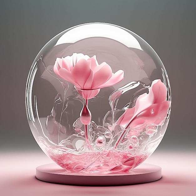 Fiore di vetro ispirato alla tecnologia con sensazione di lusso generato dall'intelligenza artificiale