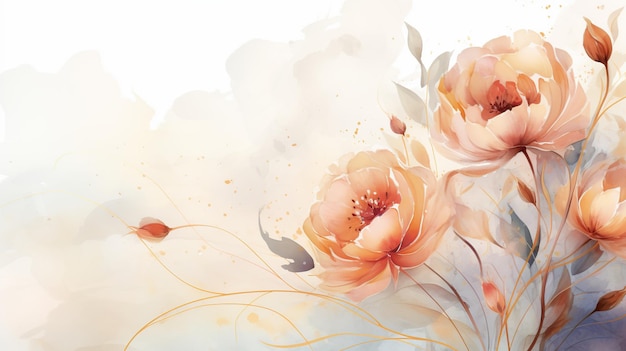 Fiore elegante con stile acquerello per lo sfondo e la partecipazione di nozze dell'invito Immagine generata dall'IA