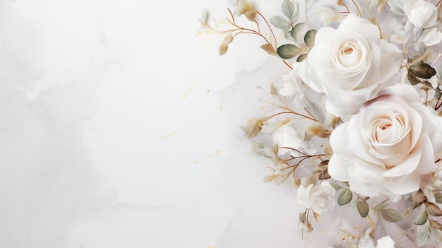 Fiore elegante con stile acquerello per lo sfondo e la partecipazione di nozze dell'invito Immagine generata dall'IA