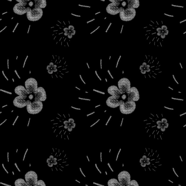 Fiore flora tratto schizzo minimo nero modello divertente Un'illustrazione digitale Trama disegnata a mano