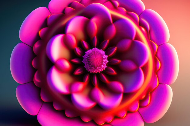 Fiore frattale rosa esotico astratto Rendering 3D di arte frattale digitale