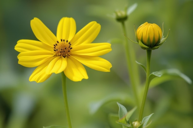 Fiore giallo del campo Erba del giardino Genera Ai