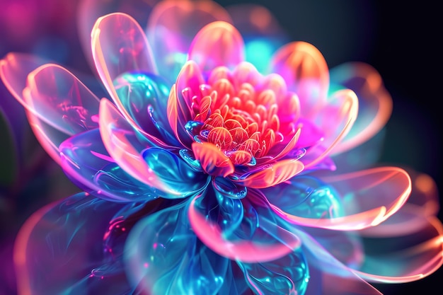 Fiore luminoso futuristico in colori al neon