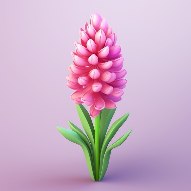 Fiore magenta giacinto 3d realistico in stile Mario Game Art