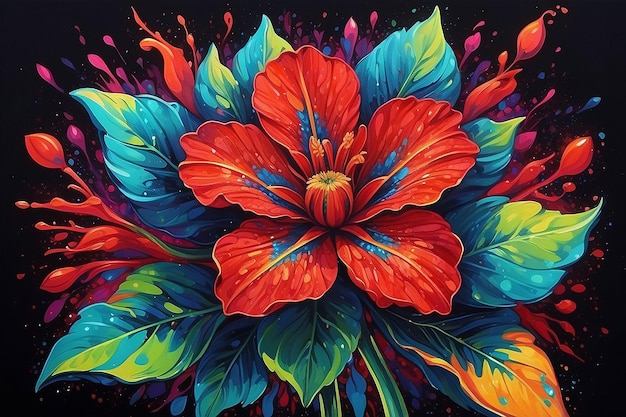 Fiore rosso con pittura psichedelica