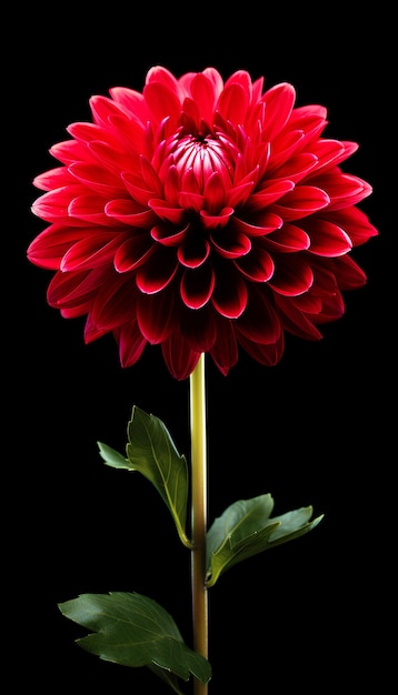 Fiore rosso dahlia sullo sfondo nero ai generato