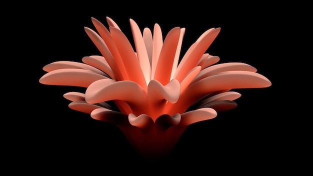 Fiore rosso su sfondo nero astrazione 3drendering