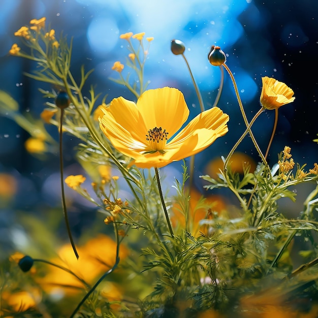 Fiore selvatico giallo in fiore primaverile nel prato