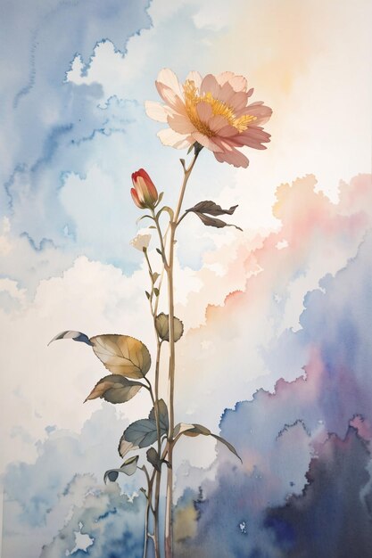 Fiore sfondo acquerello illustrazione botanica stagione primaverile