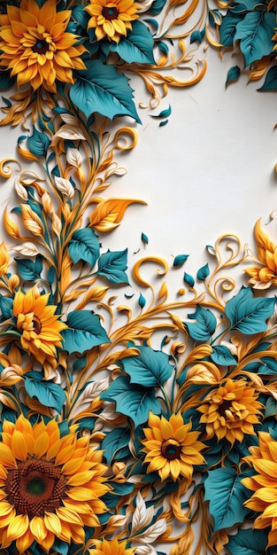 fiore solare confine modello di cornice floreale ripetere modelli di design tessuto arte illustrazione piatta