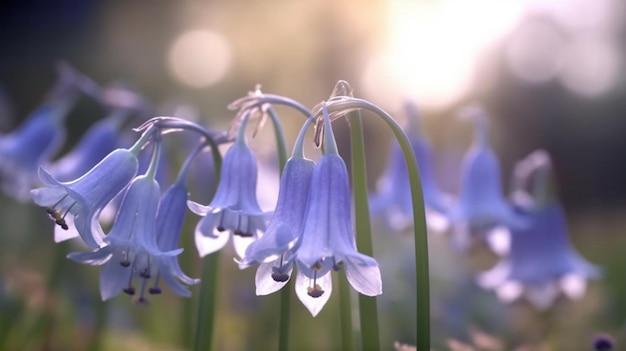 Fiore spagnolo Bluebell splendidamente fiorito con sfondo naturale IA generativa