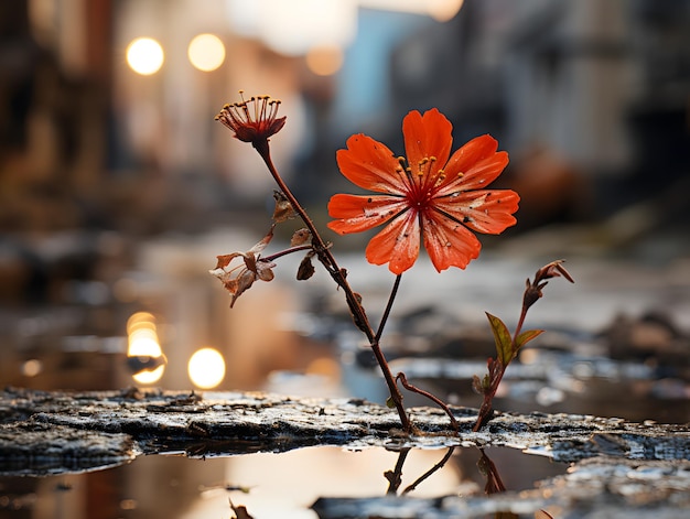 fiore su strada