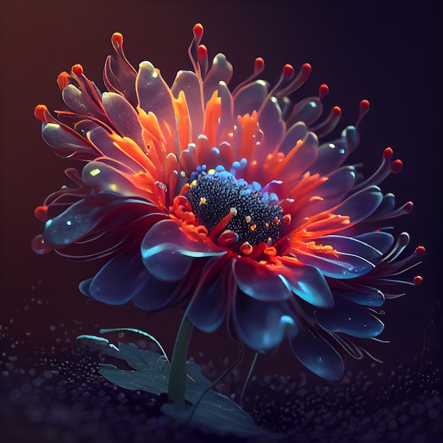 Fiore variopinto della gerbera sull'illustrazione 3d del fondo nero