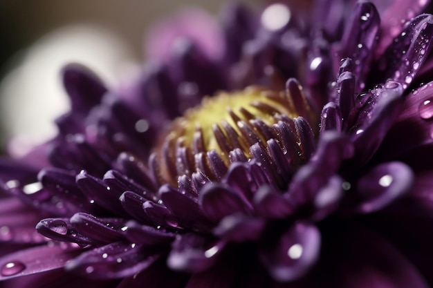 Fiore viola astratto e dettaglio del fiore lucido come sfondo floreale ai generativo