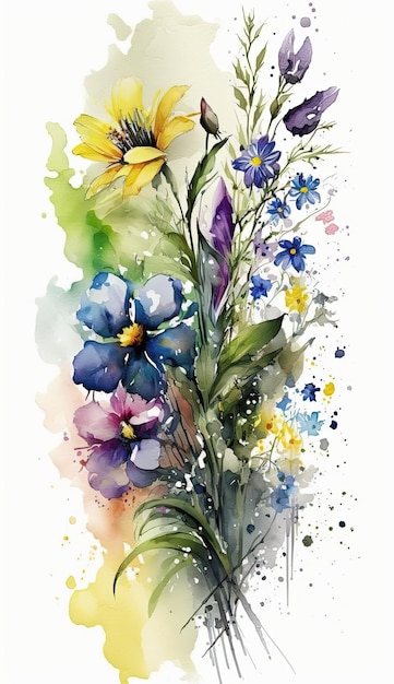 Fiori acquerello libero disegno vettoriale