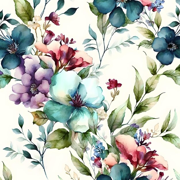 Fiori Acquerello Seamless pattern