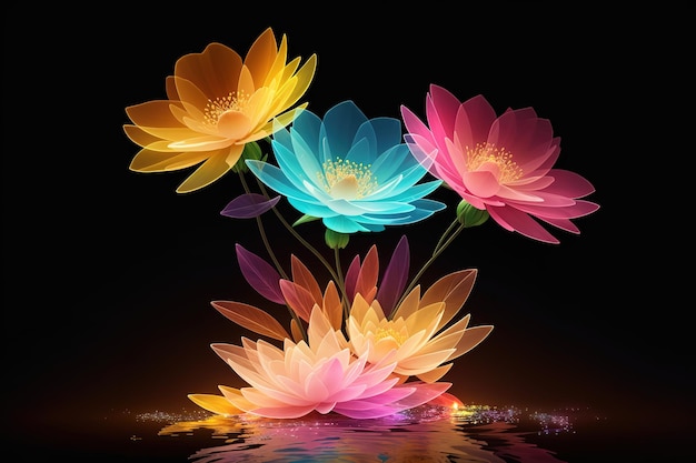 fiori astratti fatti di gelatine di cristallo fluorescenti