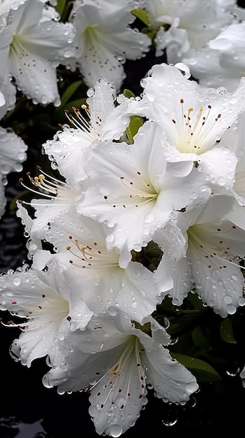 fiori bianchi con gocce d'acqua su di loro