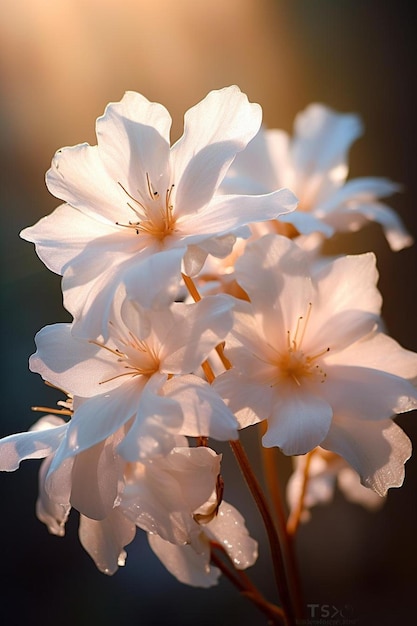 fiori bianchi con il sole che splende su di loro