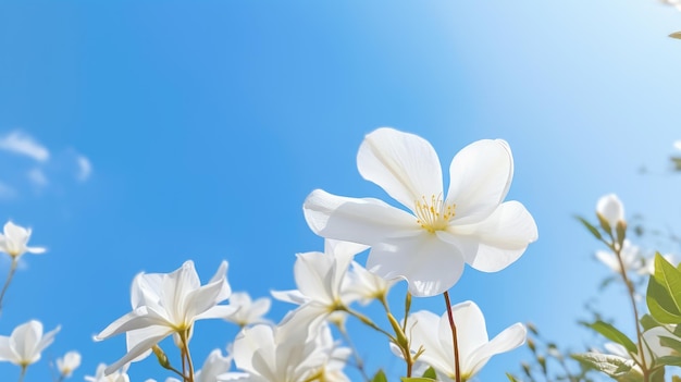 Fiori bianchi contro un cielo blu