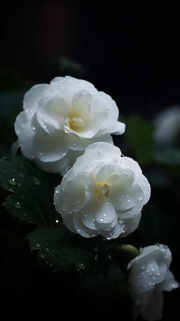 Fiori bianchi sotto la pioggia