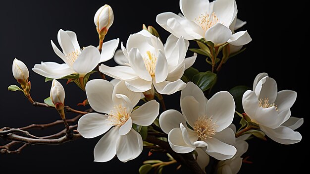 Fiori bianchi su sfondo nero