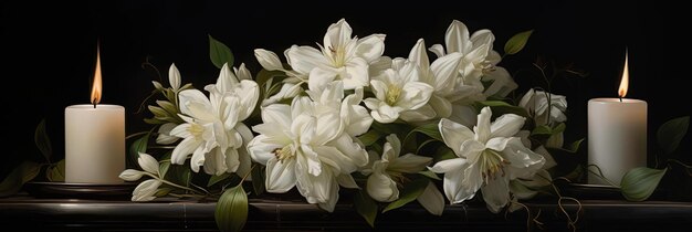 fiori bianchi su sfondo nero