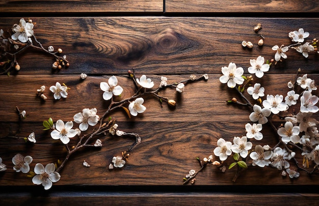 Fiori bianchi su un tavolo di legno