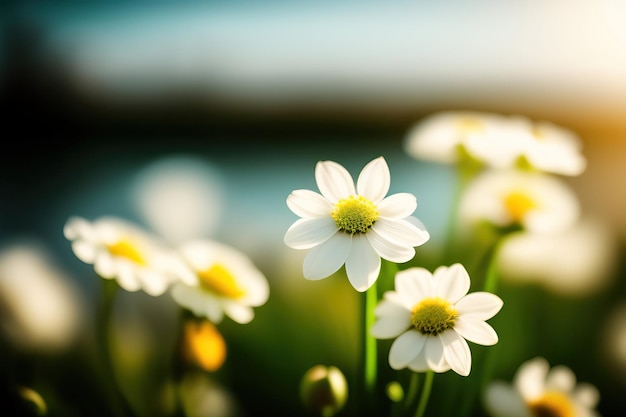 Fiori bianchi su uno sfondo sfocato