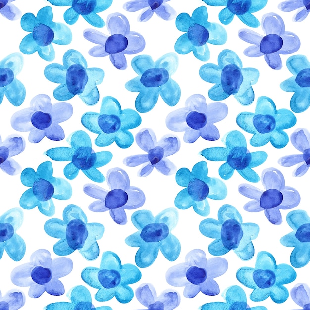 Fiori blu dell'acquerello - sfondo floreale senza soluzione di continuità