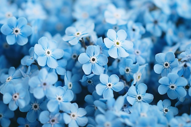 fiori blu in un vaso che dice " primavera "