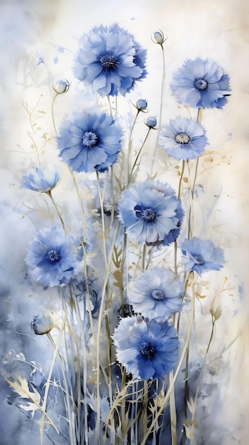fiori blu nella neve