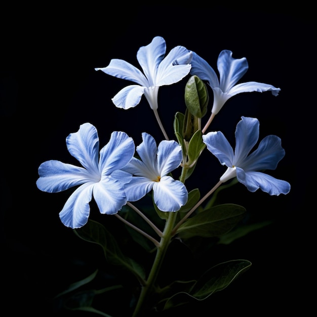 Fiori blu su sfondo nero