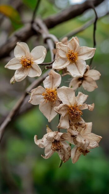 Fiori che sbocciano su un ramo di un albero in piena fioritura