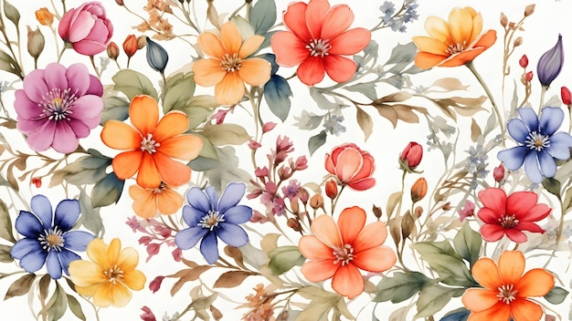 fiori colorati acquerelli motivi senza cuciture