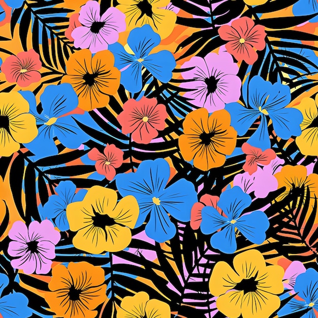 fiori colorati con colori diversi e uno sfondo nero